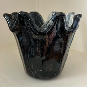 Beautiful black speckled vase Murano? Perfect condition.